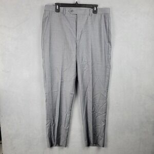 Santorelli Luxury Serge Romeo Dress Pants Mens 34 Gray Virgin Wool‎ Straight Leg